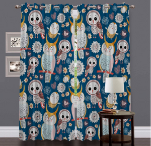 Owl Cartoon Children's Room Curtain - Hansel & Gretel Home Decor