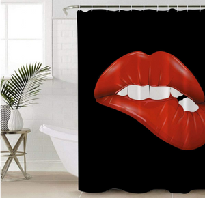 Black and Red Polyester Bathroom Curtain - Hansel & Gretel Home Decor