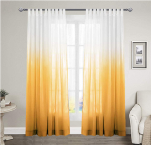 Orange Sheer Polyester Living Room and Bedroom Curtains - Hansel & Gretel Home Decor