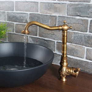 Classic Brass Copper Kitchen Faucet Rotating