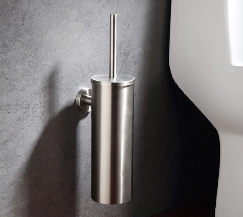 Modern Stainless Steel Silver Toilet Brush and Holder - Hansel & Gretel Home Decor
