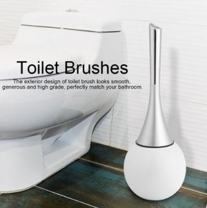 Modern Stainless Steel White Toilet Brush and Holder - Hansel & Gretel Home Decor
