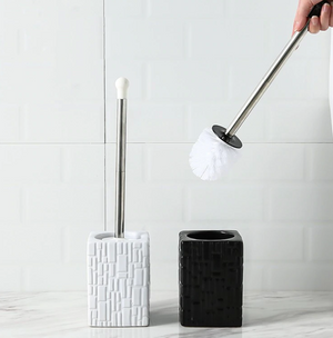Modern Toilet Brush and Holder White Ceramic Base - Hansel & Gretel Home Decor