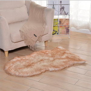 Artificial Sheepskin Brown Fur Plain Bedroom and Living Area Rug