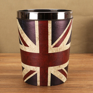Nordic Style Round Trash Can Flag Print