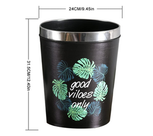 Nordic Style Round Trash Can Leaf Print
