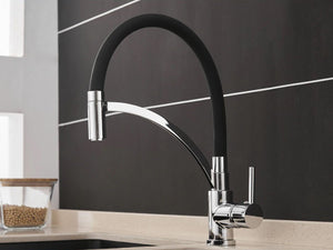 Brass Polished Black Kitchen Faucet Rotatable