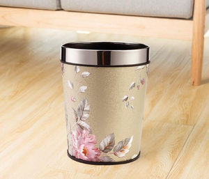 Nordic Trash Can Gold Floral