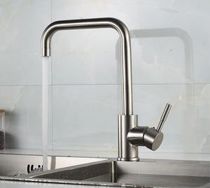 Stainless Steel Silver Kitchen Faucet 360 Degree Rotating