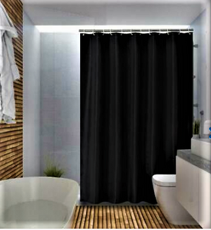 Black  Polyester Bathroom Curtains
