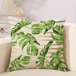Tropical Green and Brown Decorative Pillow Case