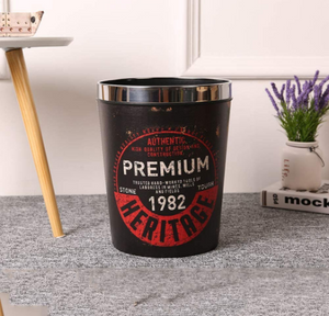 Nordic Black and Red Style Round Trash Can