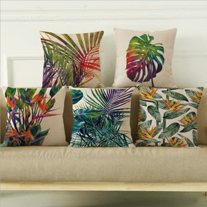Modern Tropical Plants Decorative Pillow Case