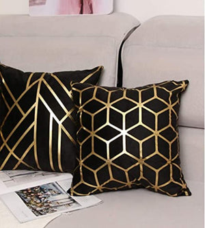 Elegant Black and Gold Decorative Pillow Covers