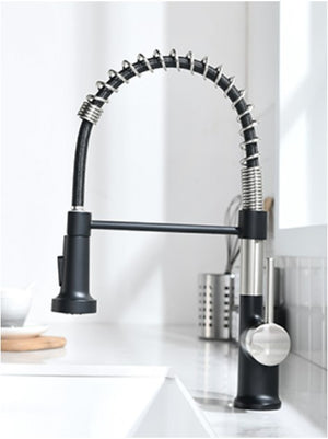Black and Nickel Pull Down Kitchen  Faucet 360 Rotating