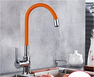 Brass Polished Orange Kitchen Faucet Rotatable