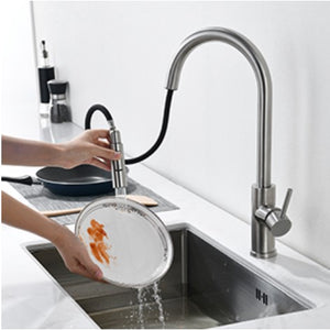 Stainless Steel Brushed Nickel Kitchen Faucet Touch Sensor and Pull Out