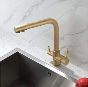 Brass Gold Kitchen Faucet Rotating and Water Purifying