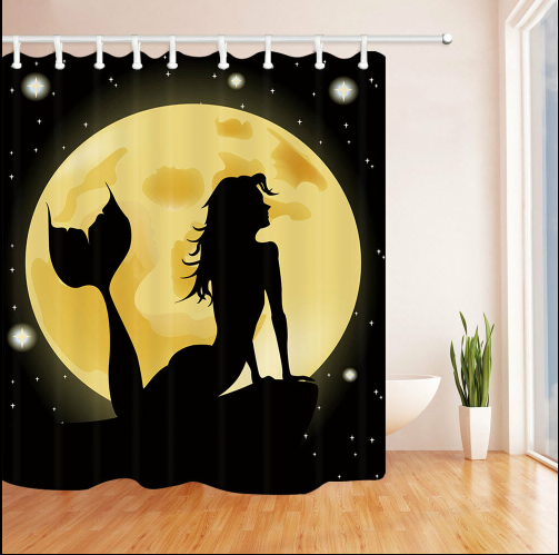 Black and Gold Polyester Bathroom Curtain - Hansel & Gretel Home Decor
