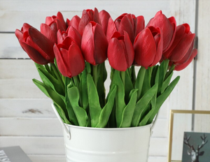 Red Artificial Flowers Tulip Bouquet - Hansel & Gretel Home Decor