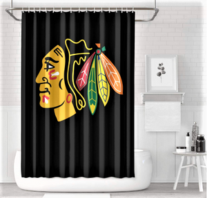 Black and Yellow Polyester Bathroom Curtain