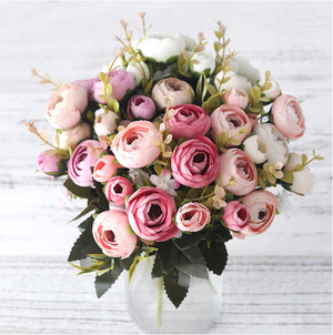 Pink and Peach Artificial Flowers Rose Bouquet - Hansel & Gretel Home Decor