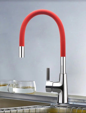 Brass Polished Red Kitchen Faucet Rotatable