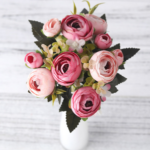 Pink and Peach Artificial Flowers Rose Bouquet - Hansel & Gretel Home Decor