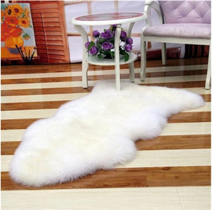 Artificial Sheepskin White Fur Plain Bedroom and Living Area Rug