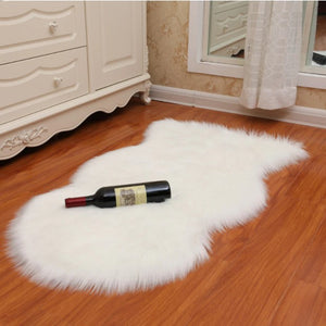 Artificial Sheepskin White Fur Plain Bedroom and Living Area Rug