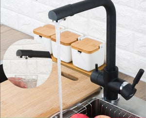 Brass Black Kitchen Faucet Rotating and Water Purifying