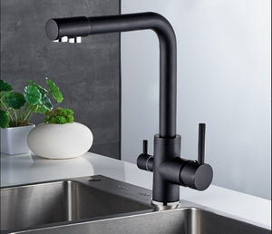 Brass Black Kitchen Faucet Rotating and Water Purifying