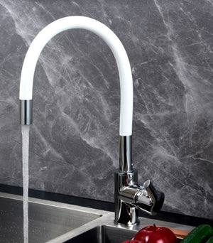 Brass Polished White Kitchen Faucet Rotatable