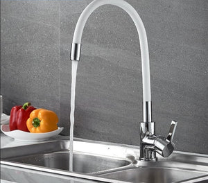 Brass Polished White Kitchen Faucet Rotatable
