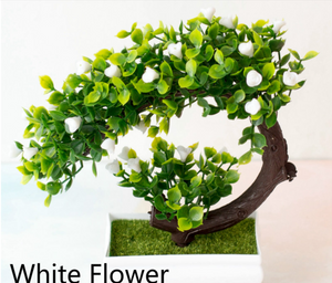 White and Green Artificial Bonsai Plant - Hansel & Gretel Home Decor