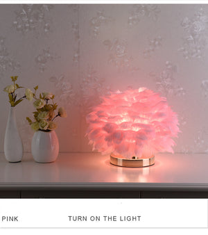 Modern Feather Table Lamp Bedroom Bedside Lighting Desk Study Decor Light