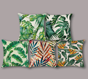 Tropical Green and Orange Decorative Pillow Case