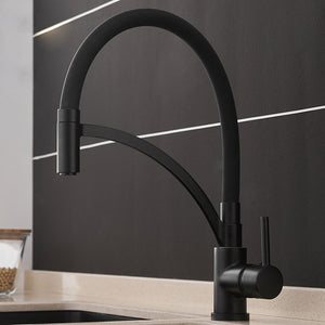 Brass Black Kitchen Faucet Rotating and Pull Down - Hansel & Gretel Home Decor
