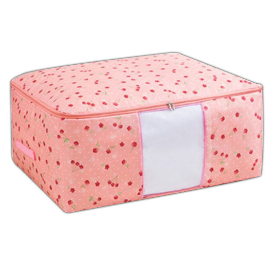 Square Pink Cherry Storage Bag