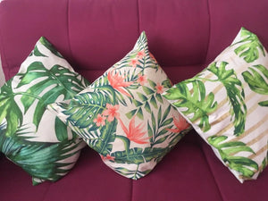 Tropical Green and Pink Decorative Pillow Case