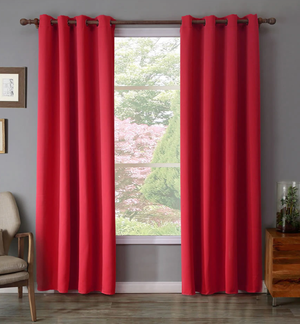 Red Cotton Polyester Living Room and Bedroom Curtains - Hansel & Gretel Home Decor