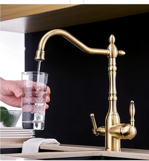 Solid Brass Bronze Kitchen Faucet Rotating and Water Purifying - Hansel & Gretel Home Decor