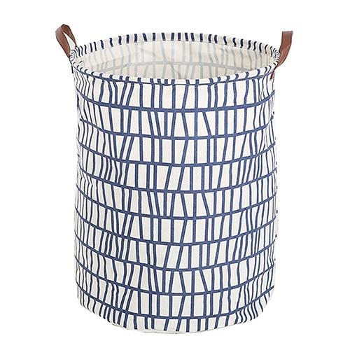 Assorted White-Blue Fabric Laundry Basket