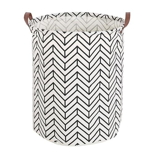 Assorted White Fabric Laundry Basket