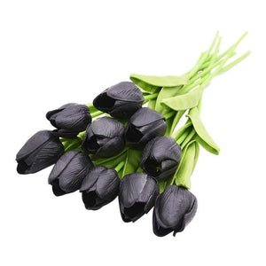 Black Artificial Flowers Tulip Bouquet - Hansel & Gretel Home Decor