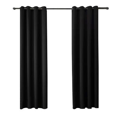Black Cotton Polyester Living Room and Bedroom Curtains