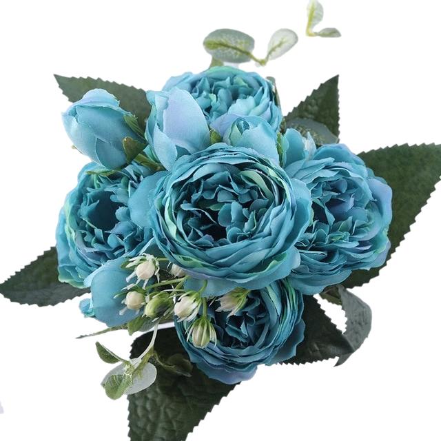 Blue Artificial Flowers Peony Bouquet