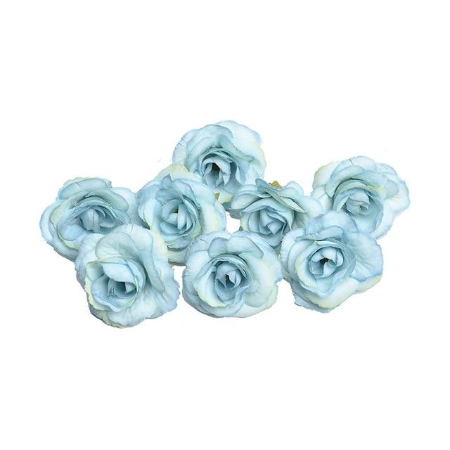 Blue Artificial Flowers Rose Head