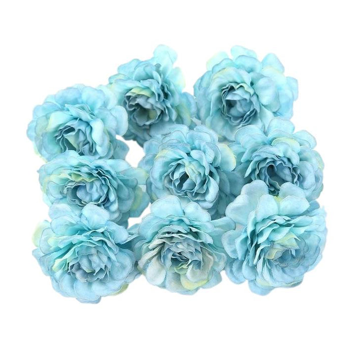 Blue Artificial Flowers Spring Rose Head