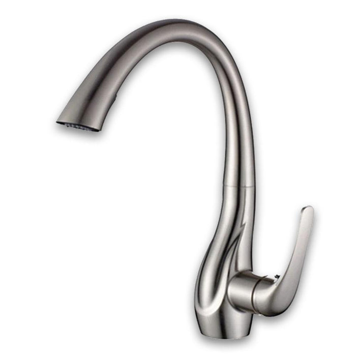 Brass Brushed Nickel Kitchen Faucet Pull Out and Rotatable